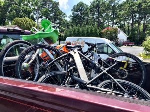 Thousands of dollars of bikes in the bed